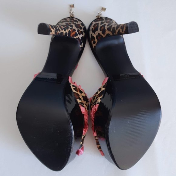 ELLIE Penthouse Ginger Satin Leopard Heels - Picture 7 of 10